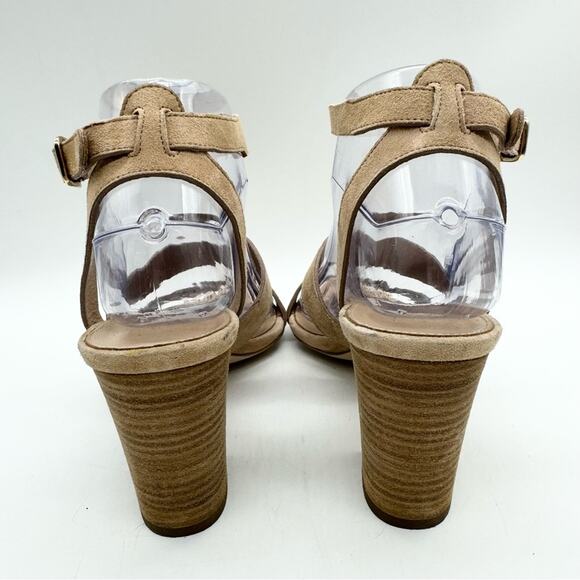 J. Crew Aubrey Mid-Heel Sandals Cream Suede Sz 7 Office Preppy Cocktail Minimal - Picture 8 of 11